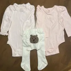 2枚セット　70cm 綿100%フリル付き淡いピンクロンパース ベビーギャップ