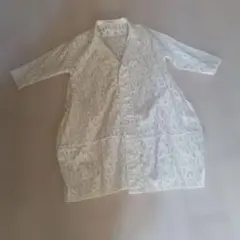 レース模様オープンフロントシャツ M-L