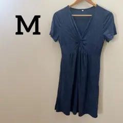 一点もの✨ 【M】 ネイビー 半袖 ひざ丈ワンピース カジュアル