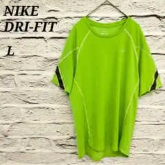 ナイキ【L】DRI-FIT スポーツTシャツ Uネック半袖Tシャツ グリーン
