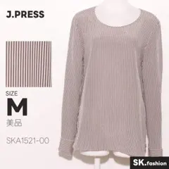 美品 J.PRESS トップス Ｔシャツ　長袖　ストライプ柄　ラウンドヘム　絹のサムネイル