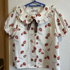 Ank Rouge いちご柄フリル襟シャツ