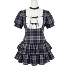 即購入⭕️ タグ付き evelyn チョーカー付きティアードワンピース