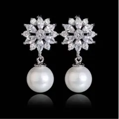 ジルコニア パール イヤリング ピアス パーティー 結婚式 ウェディング