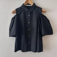 Ray BEAMS レイビームス オープンショルダー ブラウス ブラック シャツ
