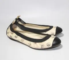 M*a様 シャネル バレリーナ フラット パンプス G26642 黒 ベージュ M*a様 シャネル バレリーナ フラット パンプス G26642 黒 ベージュ