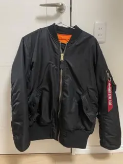 MA-1 フライトジャケット ブラック オレンジ裏地 中綿 ブルゾン