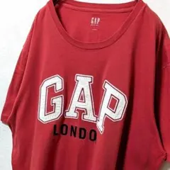 ギャップ ロンドン ロゴ刺繍 Tシャツ レッド 赤 L 古着