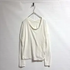 【GU】ジーユー　長袖 カットソー ホワイト系　クリーム系 バッククロス