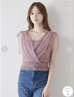 チュールレイヤードカシュクールカットプルオーバー