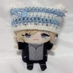 2.ブルー にじぱぺっと ネコ耳帽子 10cmぬい ぱぺ服 ぬい服