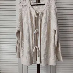 SM2 アイボリー 透かし編み長袖カーディガン