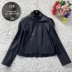 【大きめサイズ】美品✨23区　ラムレザージャケット　シングルライダース