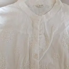 studioCLIP 刺繍入りホワイト長袖シャツ Lサイズ