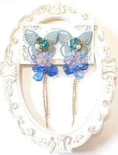 Butterflyビジュ　手染めflower　ピアスorイヤリング Butterflyビジュ 手染めflower ピアスorイヤリング - メルカリ