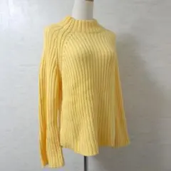 オペークドットクリップ ハイネック リブ プルオーバー セーター イエロー ＊