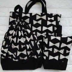 No101  ガーリーリボン　ブラック　入園☆入学  準備  3点セット