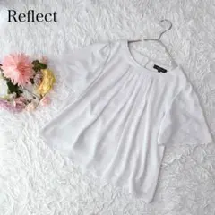 【M】リフレクト　半袖ブラウス　シフォン　プルオーバー　無地　きれいめ　上品
