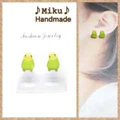 No.620-B セキセイインコ☆ハンドメイド☆鳥☆レジン☆樹脂ポスト