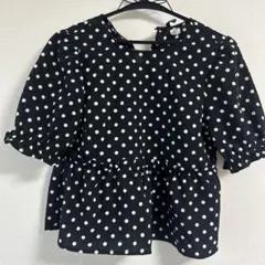 H&M ドット　フリル半袖シャツ