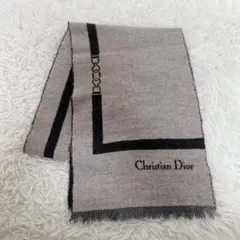 【美品】正規品　Christian Dior ロゴマフラー ウール　グレーのサムネイル