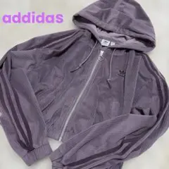 addidas HOODED TRACK TOP ジップアップパーカー　短丈