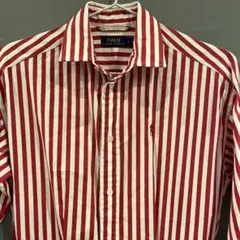 Polo Ralph Lauren 赤白ストライプ長袖シャツ S