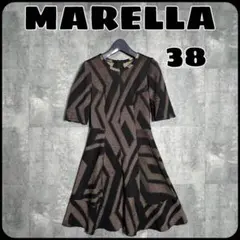 極美品☆マレーラ マックスマーラ 幾何学 フレアワンピース ゴールド Aライン