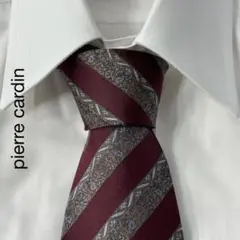 TG400 pierre cardin ストライプ ジャガード シルク ネクタイ