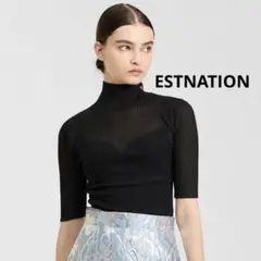 ESTNATION エストネーション　シアーリブハイネックニット　黒のサムネイル