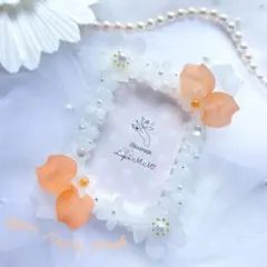 【受注製作】オレンジ クリア ホイップデコ 硬質トレカケース 春 桜 パール 花