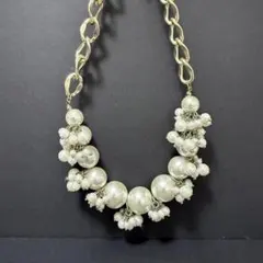 フェイクパールネックレス ゴールド金具
