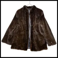 サガミンク　SAGA MINK 銀タグ ブラウン ファーコート　ノーカラー