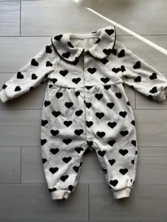ハート柄フリースロンパース 80cm