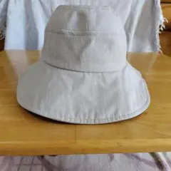つば広　レディース帽子　紫外線防止　ライトグレー　リボン付　日除け