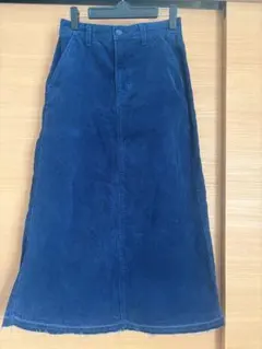 ネイビーブルー　コーデュロイスカート　シーズンリーズン　美品
