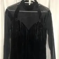 Vintage 黒 ベロア ドレス ロング ワンピース スリット チャイナ