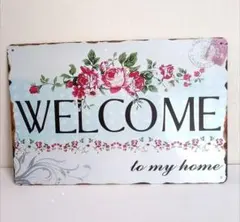 ブリキ看板　ウェルカムボード　看板　インテリア　雑貨　ヴィンテージ　壁掛け