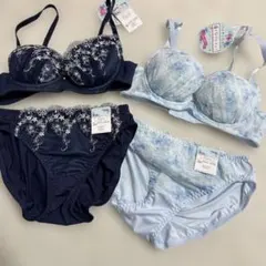 新品ブラジャー＆ショーツ上下セット 2組まとめうり C65ブルー系