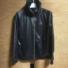 adidas　アディダス　ジップアップパーカー　コーティング　ジャージ　光沢