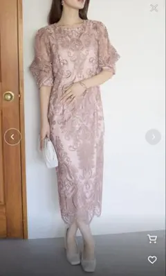 PREFERIR 刺繍レース バックリボンドレス　結婚式 パーティーのサムネイル