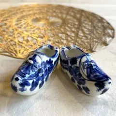 希少 オランダ デルフト焼 木靴 陶器 置物 ミニチュア 花瓶 北欧 手描きのサムネイル