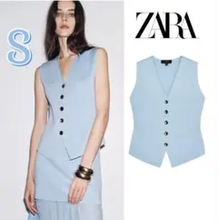 新品 ZARA 美シルエット♪ シルバーボタン ニットベスト S 大人気完売品♪