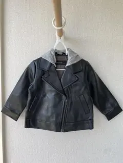 PETIT-F 黒 ライダースジャケット フード付き