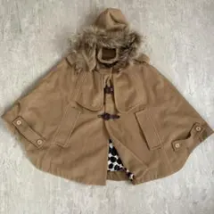 リアルファー ポンチョコート　マント　ウール　カジュアル　キレイめ　日本製