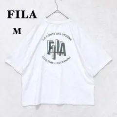 フィラ プリント Tシャツ M 白 オーバーサイズ 半袖 カジュアル ロゴ