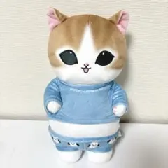 モフサンド　パジャマにゃんBIGぬいぐるみ ② 水色　シマエナガ柄