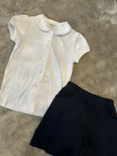 ミルフィーユ 110 ブラウス　キュロットパンツ ネイビー　お受験