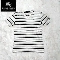 【極美品】BURBERRY BLACK LABEL Vネック ボーダーTシャツ