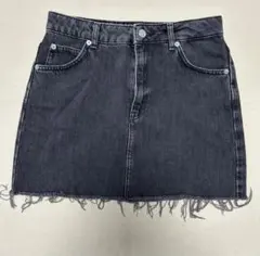 TOPSHOP ミニ デニム スカート フリンジ ブラック　サイズ US6